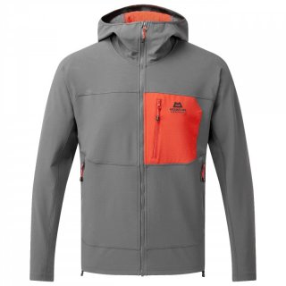 Mountain Equipment Arrow Hooded Jacket - leichte Softshell anvil / red rock 52-54 / UK L